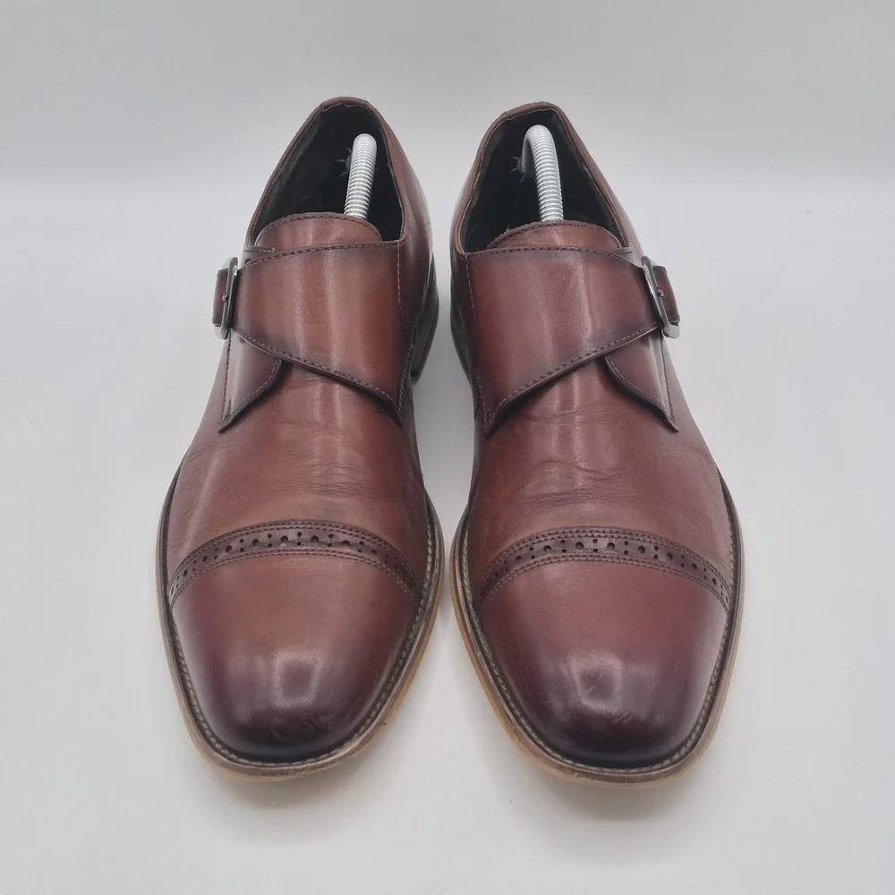 Stacy Adams Shoes Mens Size 10.5 Brown Monk Strap Cap Toe Oxford Dress 25102-221
